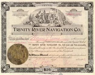 Acción de la Compañía de Navegación del Río Trinity, 1895
